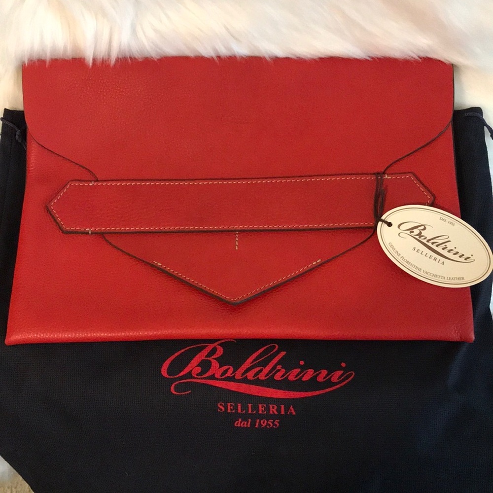 BOLDRINI SELLERIA DAL 1955 LEATHER CLUTCH PURSE